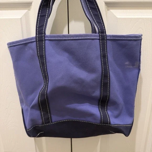 Vintage LL Bean Boat And Tote Purple Canvas SAM Embroidered School Travel 17x12 - Picture 9 of 13